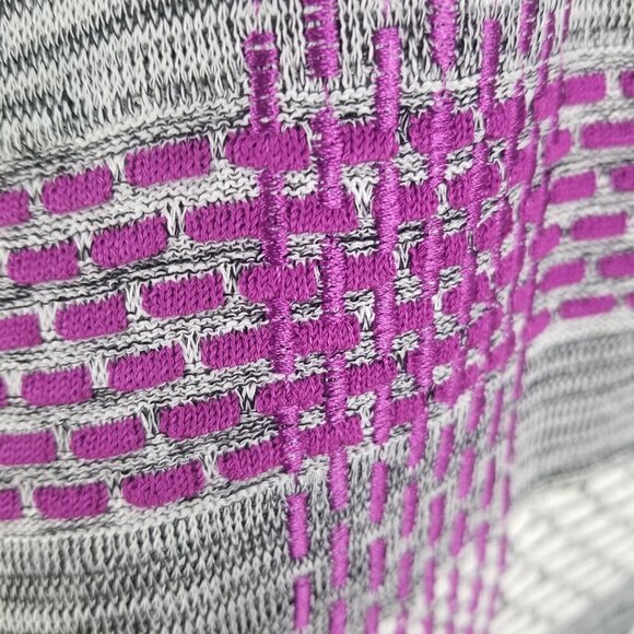 Ming Wang Women's Heather Grey Fushia Pink White Cardigan Sz S - Picture 5 of 7